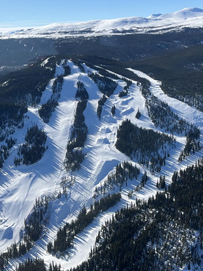 Aerial view of Mt Sima in the winter
