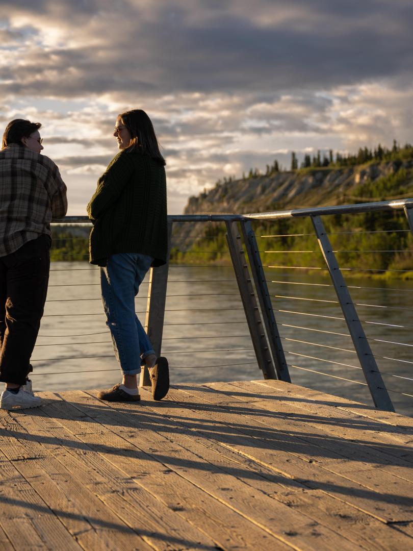 Couple at the wharf in Downtown Whitehorse