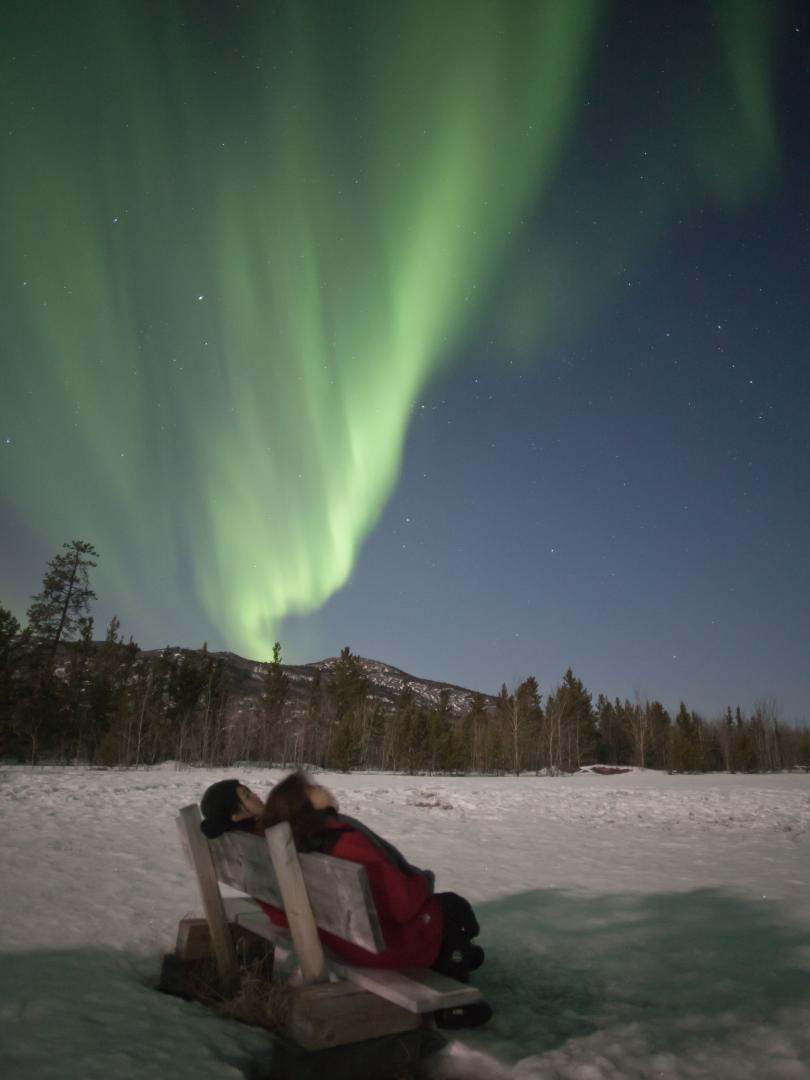Enjoy the northern lights dancing above you!