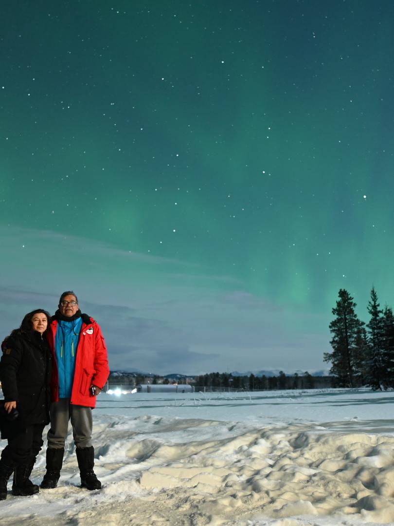 Chasing northern lights with full moon