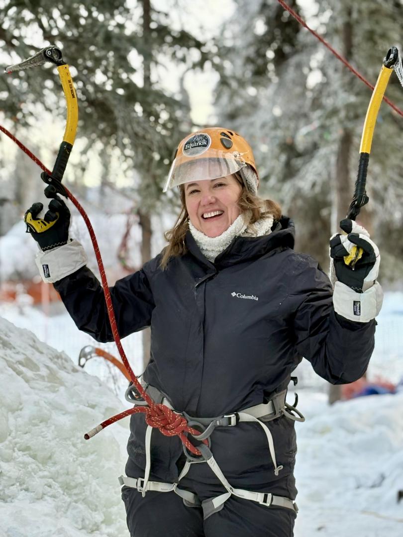 Louise is excited to knock ice climbing off her bucket list.