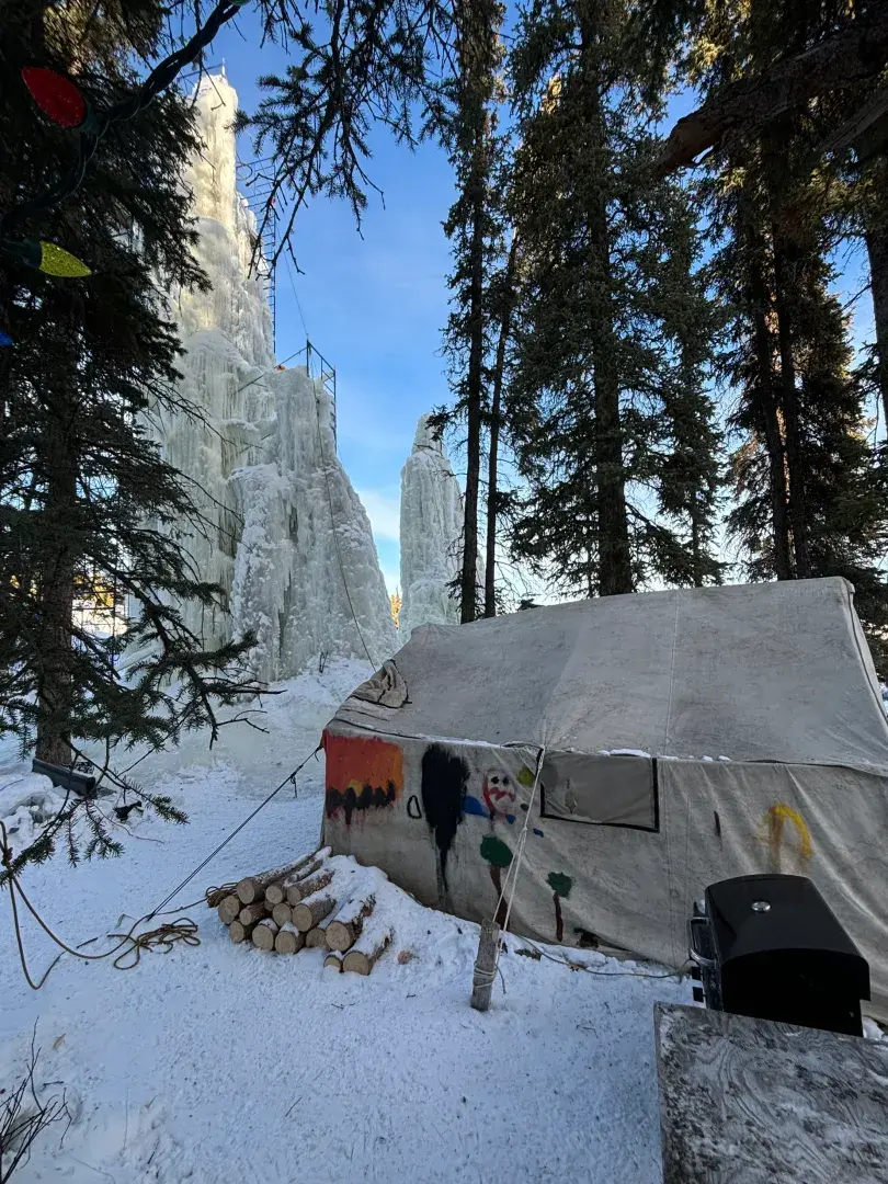 Ice tower and wall tent 