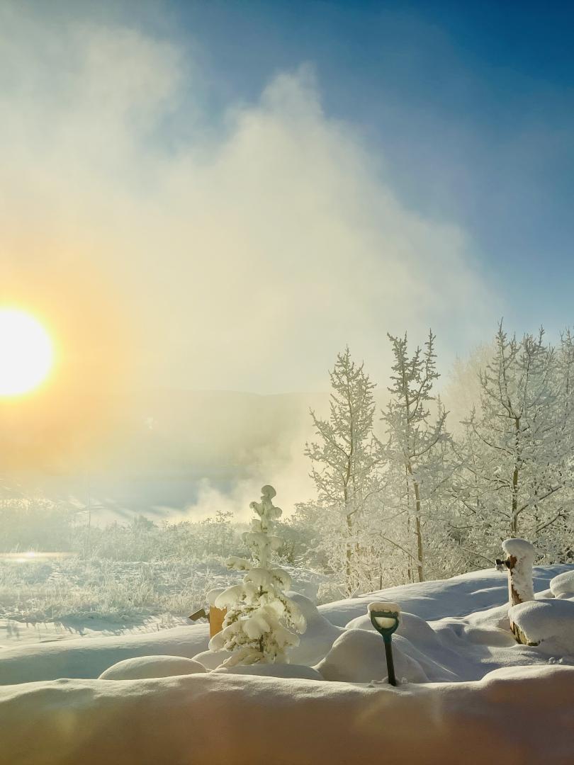 Sun rise at hot springs in Feb.