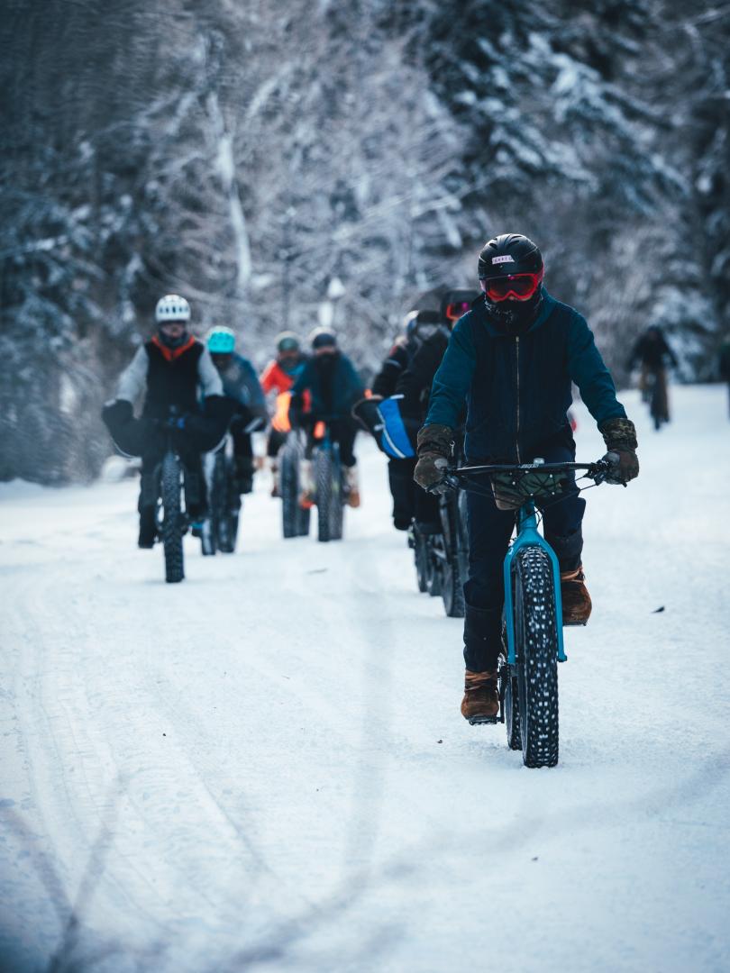 People at biking in Dawson City
