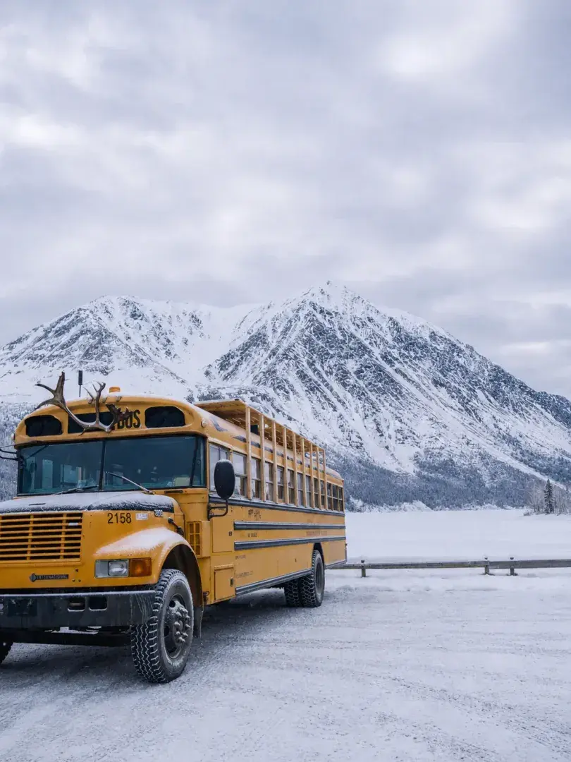 Squatch bus at Kathleen Lake, Kluane