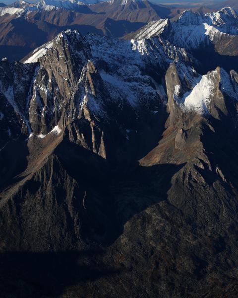 Snowcapped mountains from above