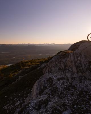 Mountain biker on top of ridge