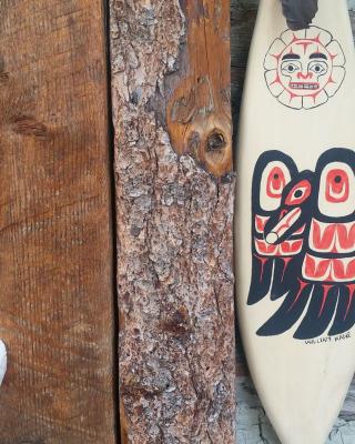 First nations carving on a paddle