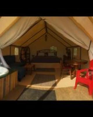 Glamping set up in a wall tent