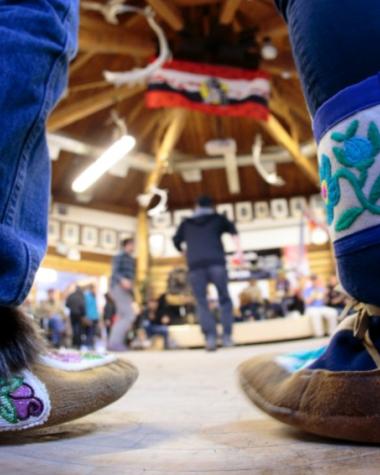 Old Crow mocassins at a gathering