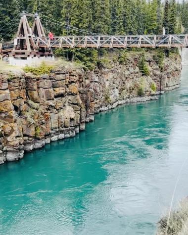 miles canyon suspention bridge yukon river summer