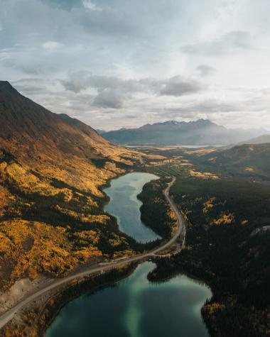 Emerald Lake in southern yukon region in fall