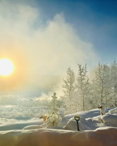 Sun rise at hot springs in Feb.
