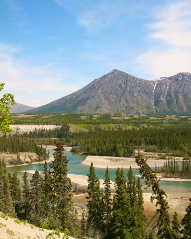 Mount Vanier and the upper Takhini River valley in Kusawa Territorial Park.