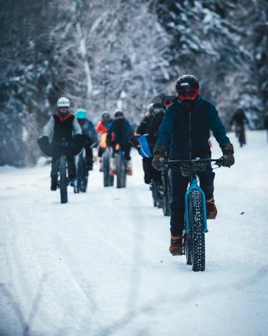 People at biking in Dawson City
