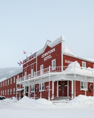 Hotel in Dawson city in the winter