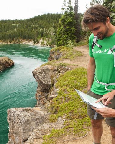 Two hikers in Miles Canyon